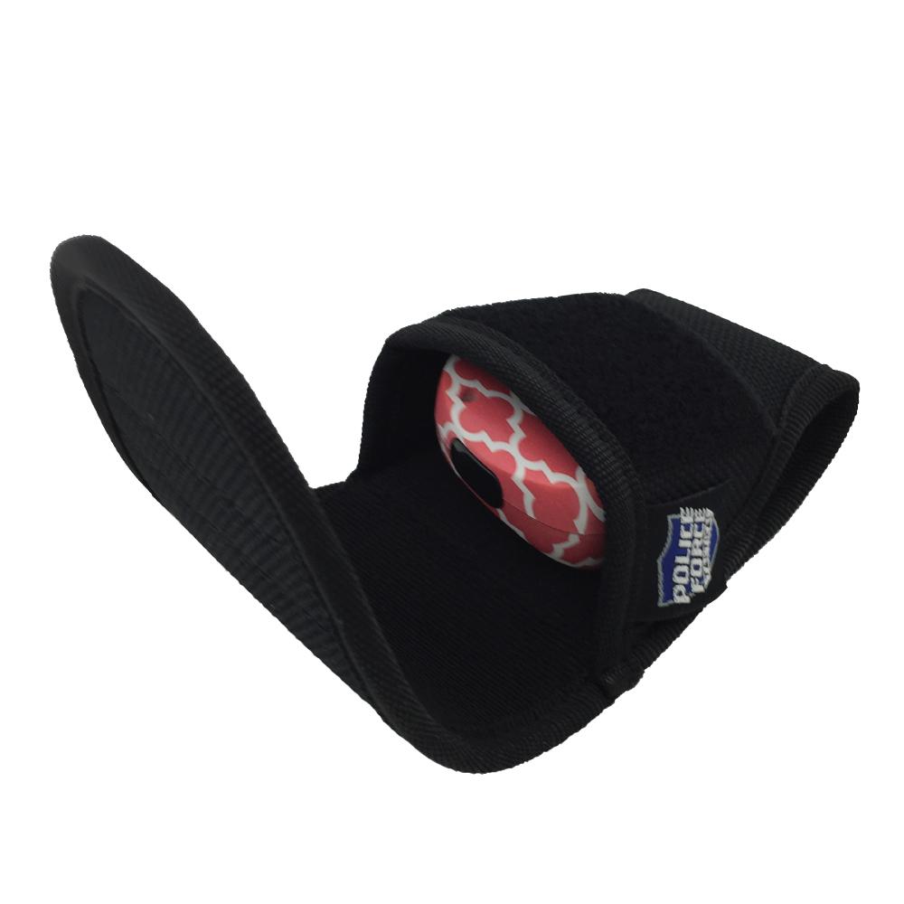 Sting Ring Holster - custom-fit carrying case designed to securely hold and protect the Sting Ring stun gun for quick and easy access, in white background.