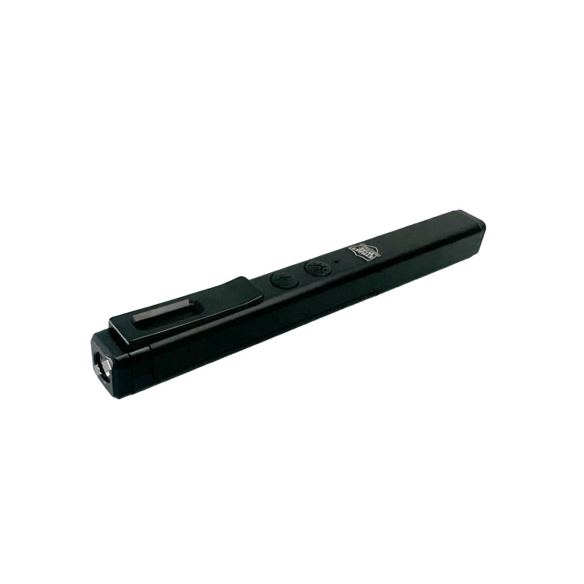 Streetwise Hot Rod 50,000,000 Dual‑Light Stun Gun – pen‑sized rechargeable device combining a 50 million volt stun gun with a built‑in LED flashlight and COB flood light, featuring a safety switch, USB‑C charging, magnetic base, pocket clip, and compact auto‑safety design, in white background.