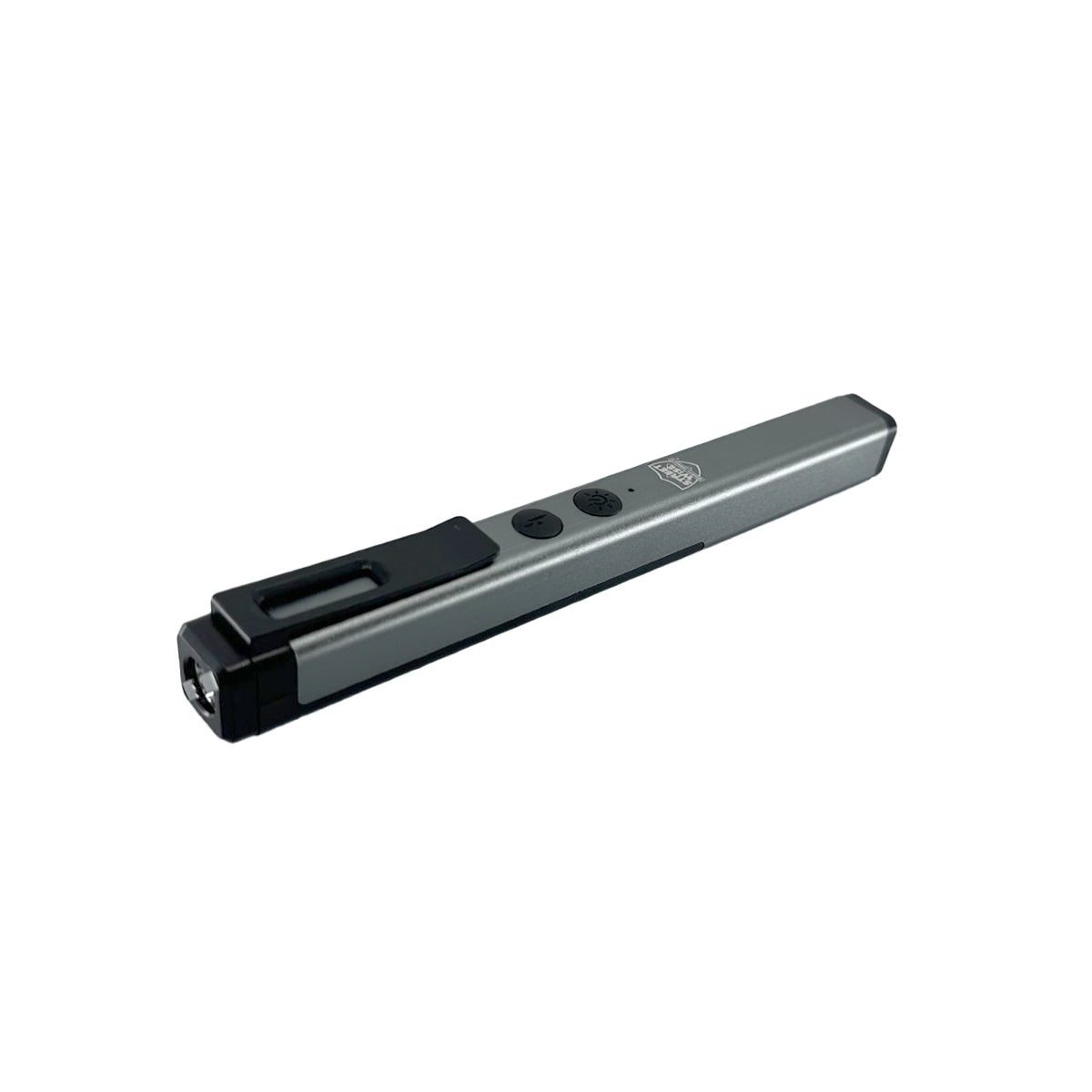 Streetwise Hot Rod 50,000,000 Dual‑Light Stun Gun – pen‑sized rechargeable device combining a 50 million volt stun gun with a built‑in LED flashlight and COB flood light, featuring a safety switch, USB‑C charging, magnetic base, pocket clip, and compact auto‑safety design, in white background.