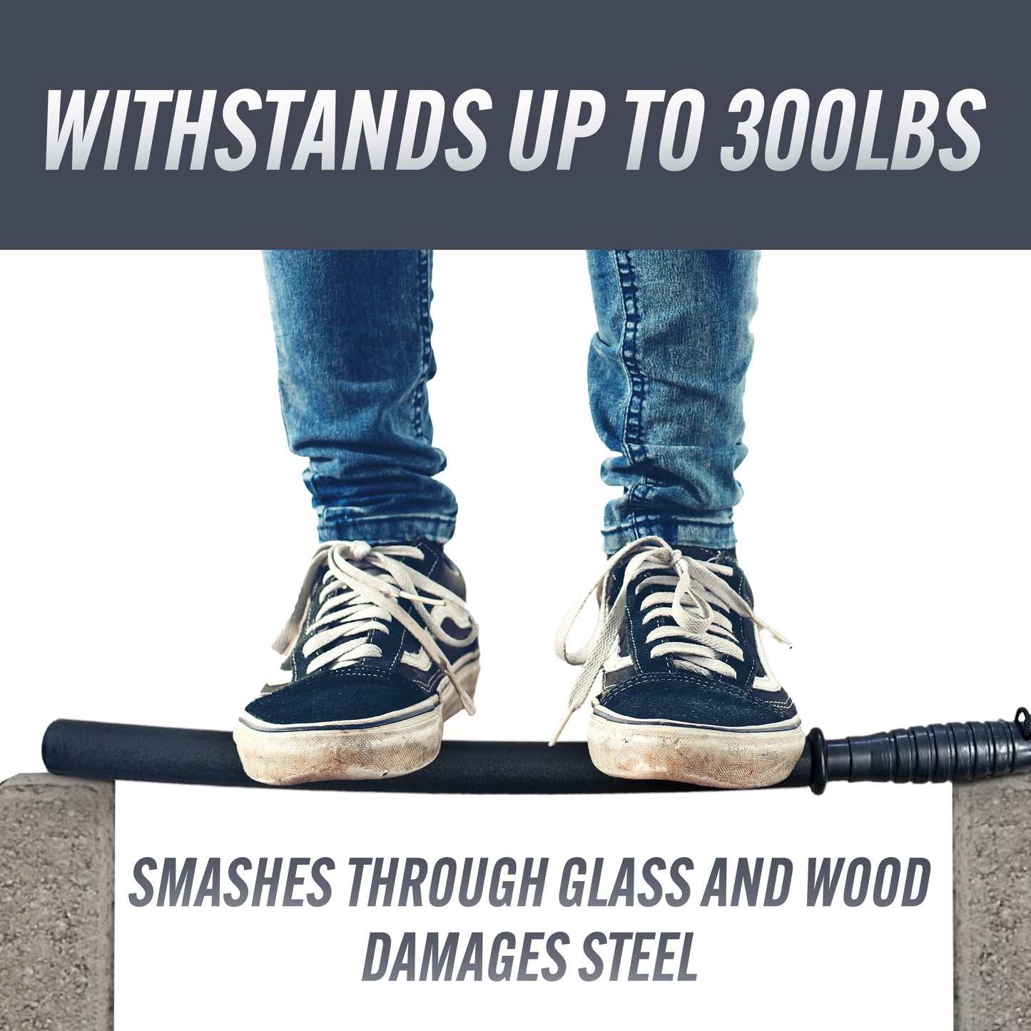 Features of Streetwise Safety Stick 21″ Baton – rigid 21-inch polypropylene baton with anti-slip ribbed handle and wrist strap, designed for non-lethal personal protection and vehicle safety tasks such as tire thumping or breaking glass