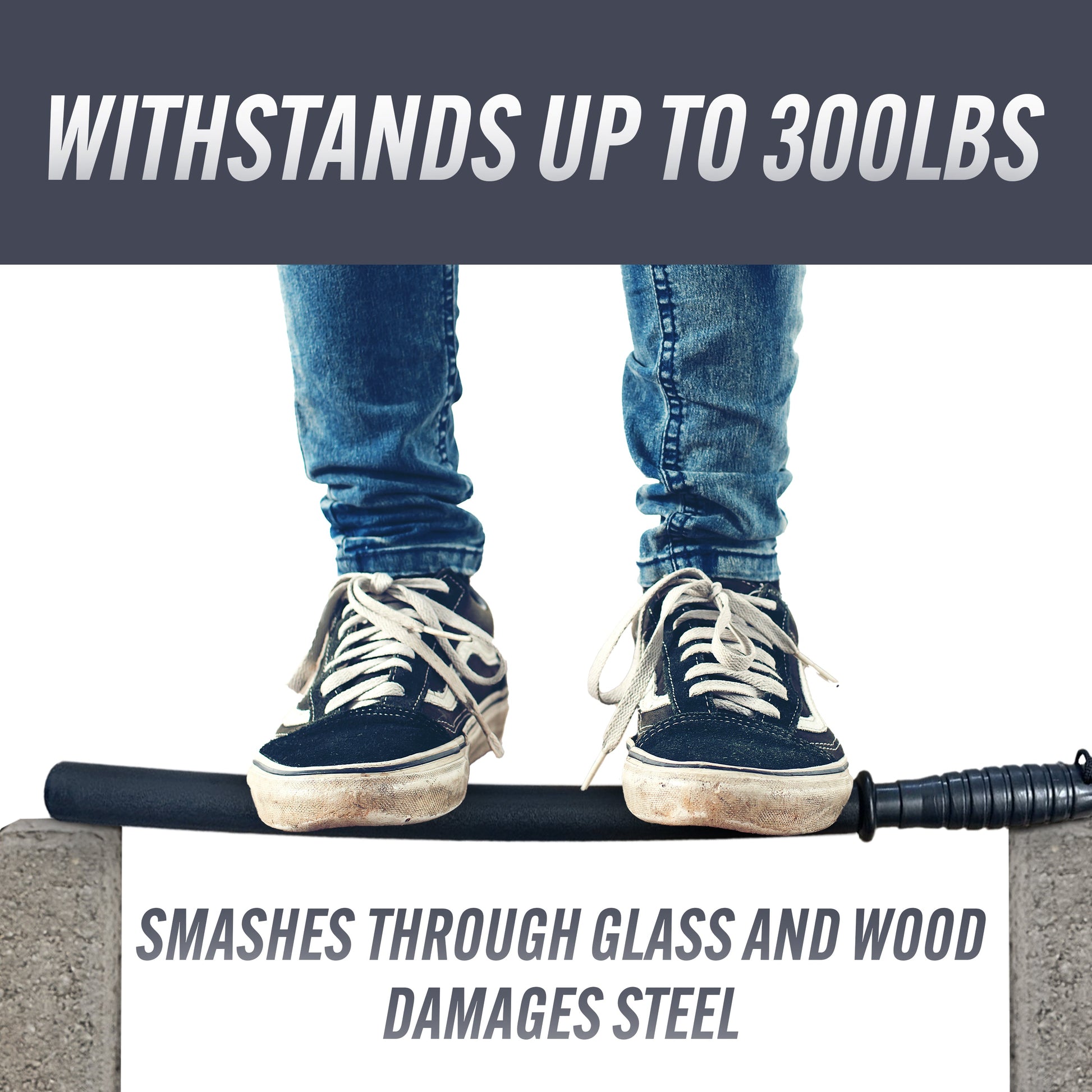 Features of Streetwise Safety Stick 21″ Baton – rigid 21-inch polypropylene baton with anti-slip ribbed handle and wrist strap, designed for non-lethal personal protection and vehicle safety tasks such as tire thumping or breaking glass