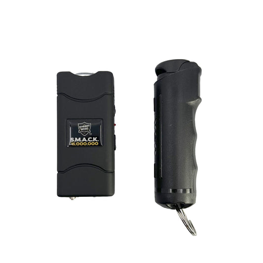 Streetwise Self‑Defense Keychain Combo – compact personal safety tool that combines a loud 130 dB alarm, LED flashlight, and shock delivery device on a keychain, designed for convenient everyday carry and quick access in emergencies, in white background.