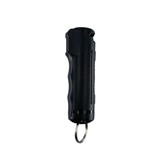 Streetwise Sticky Gel Pepper Spray – police-strength gel formula that adheres to the target for extended effect, wind-resistant, flips-top safety, 4 oz canister with up to 15 ft range, and includes dye for identification, in white background.