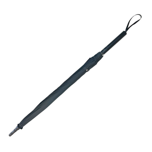 Streetwise Tactical Stunbrella – disguised as a functional 51″ umbrella with a 40″ shaft for everyday use, this self-defense tool features a hidden high-voltage stun gun (around 32,000,000 V), built-in LED flashlight, dual safety switch, USB rechargeable battery, rubberized grip, wrist strap, and protective sleeve with shoulder strap, in white background.