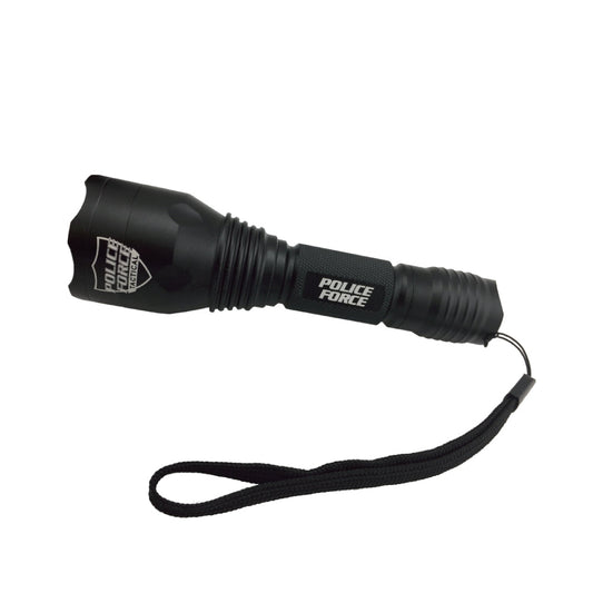 Tactical L2 LED Flashlight with Holster – high-performance flashlight featuring L2 LED technology, paired with a durable holster for secure and convenient carry, in white background.