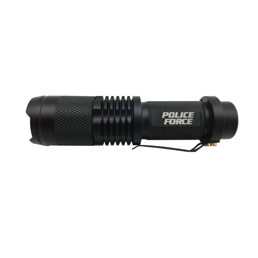 Tactical T6 LED Flashlight – high-intensity flashlight with T6 LED technology, designed for superior brightness and durability in tactical and outdoor use, in white background.