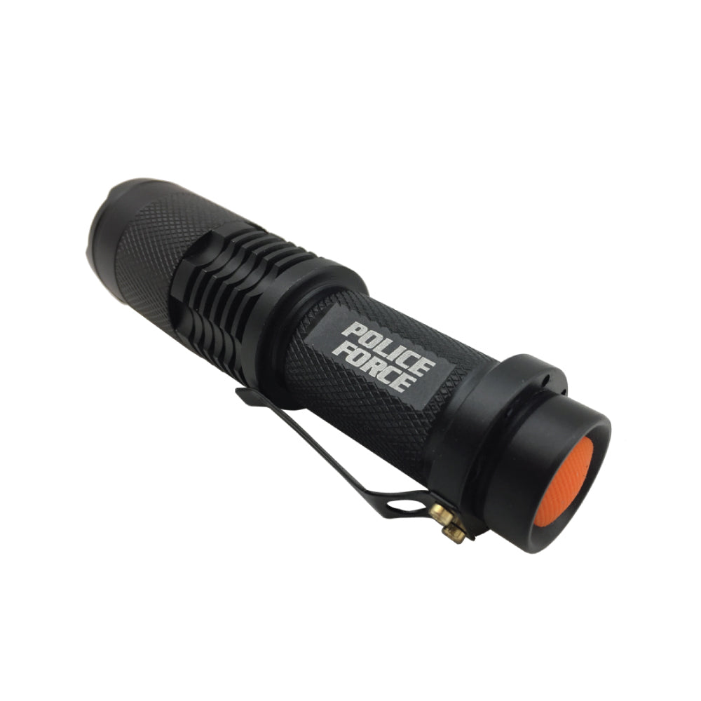Tactical T6 LED Flashlight – high-intensity flashlight with T6 LED technology, designed for superior brightness and durability in tactical and outdoor use, in white background.