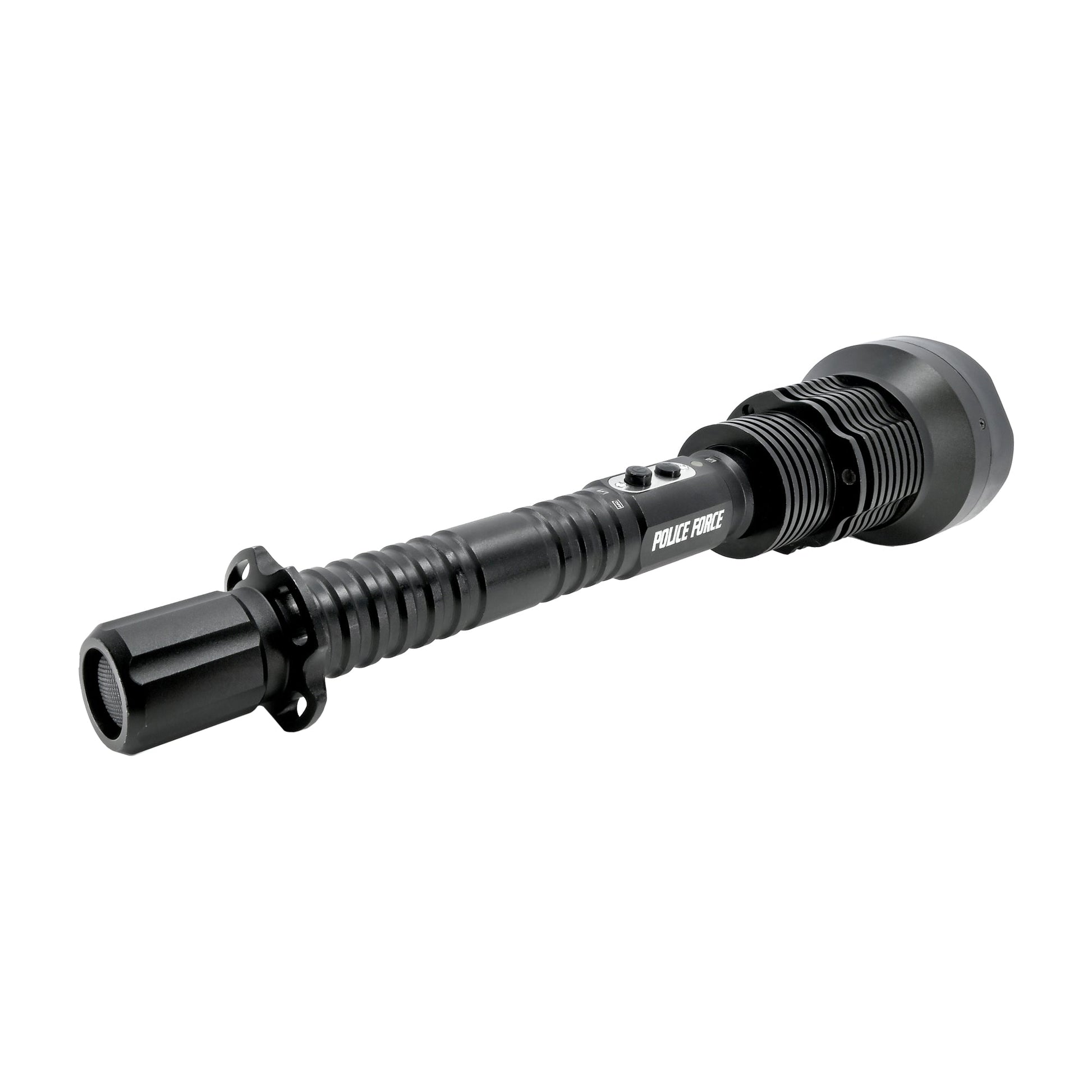 Tactical Torch Stun Flashlight 17,000,000 – durable self-defense flashlight combining high-voltage stun capability with a bright, tactical beam, in white background.