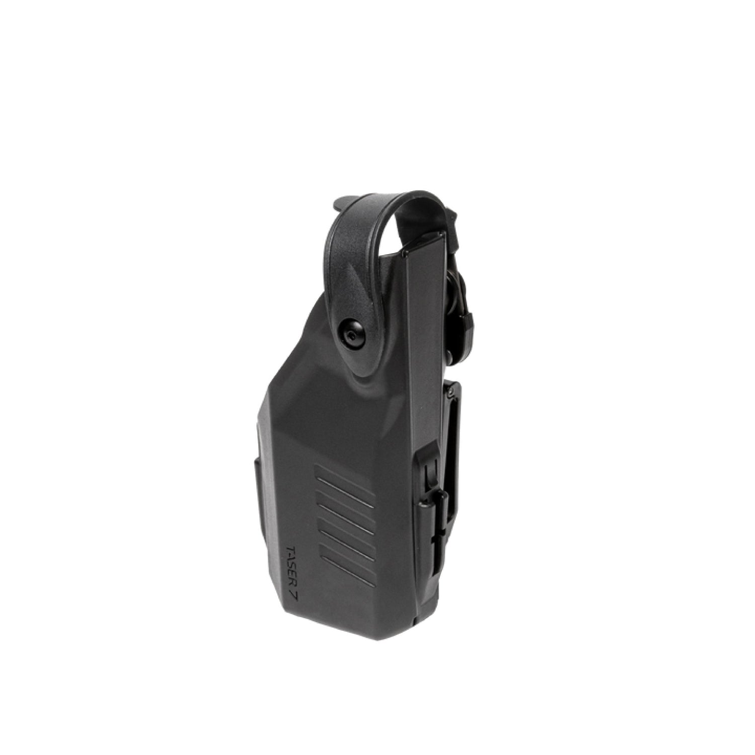 TASER® 7 CQ Safariland Holster – durable, duty-grade holster designed specifically for the TASER 7 CQ, offering secure retention and easy access, in white background.