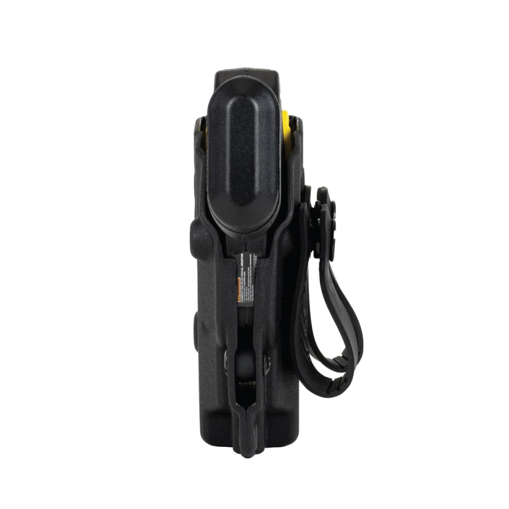 Taser Pulse Holster - inside-the-waistband (IWB) holster designed for concealed and comfortable carrying of the Taser Pulse self-defense device, in white background.