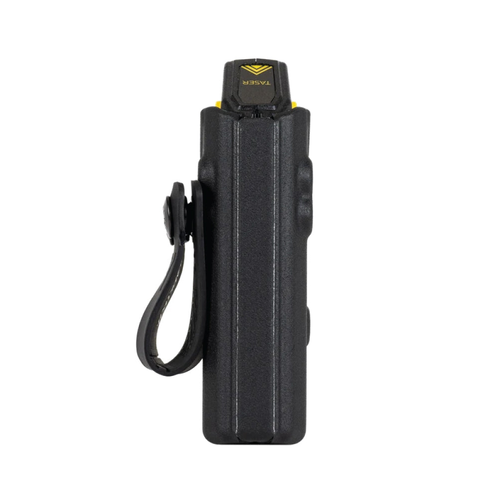 Taser Pulse Holster - inside-the-waistband (IWB) holster designed for concealed and comfortable carrying of the Taser Pulse self-defense device, in white background.