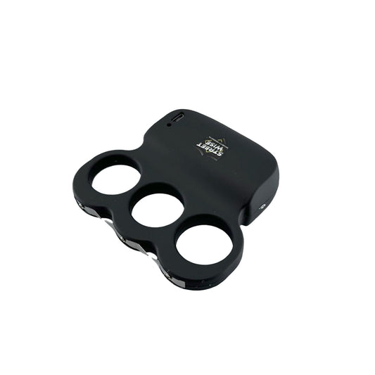Triple Sting Ring 28,000,000 Stun Gun - powerful and compact stun device with triple protection features, designed for easy grip and effective personal defense, in white background.